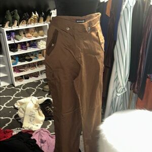 PrettyLittleThing Brown High-Waisted Trousers